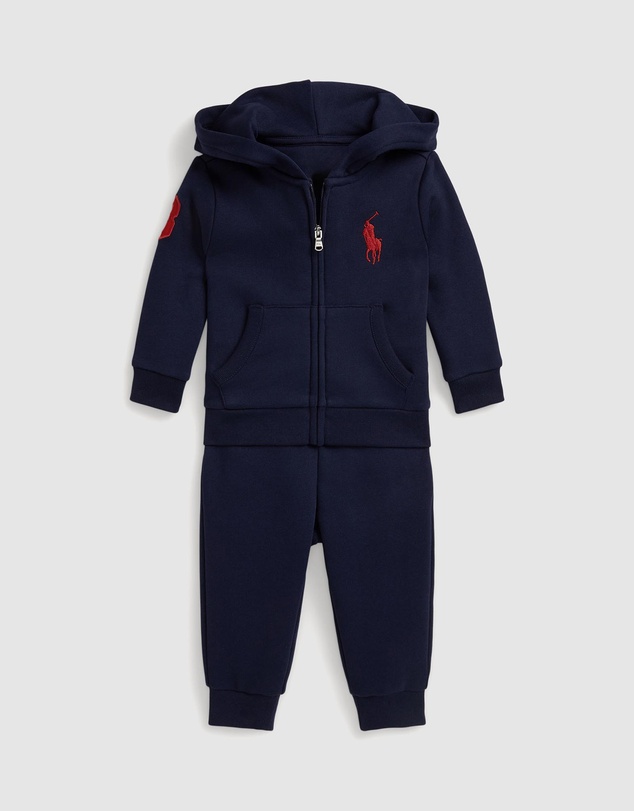 Polo Ralph Lauren - Big Pony Fleece Hoodie & Jogger Pants Set - Babies