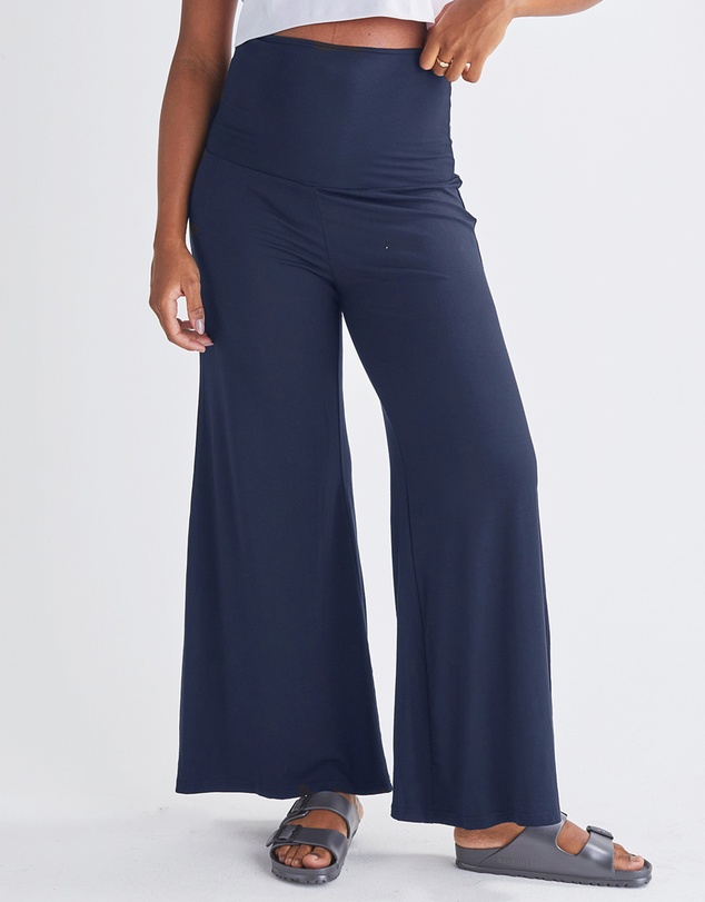 Angel Maternity - Debra Wide Leg Maternity Bamboo Pants in Navy