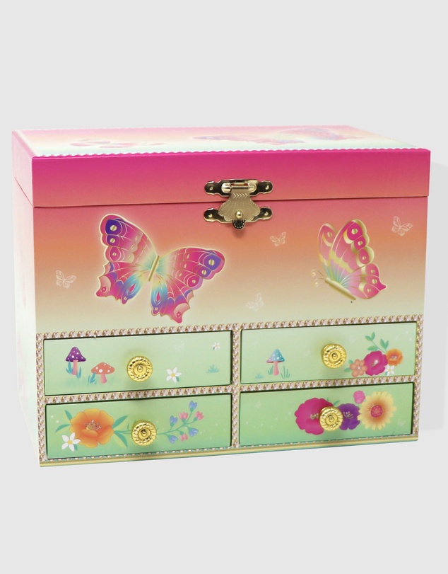 Pink Poppy - Rainbow Butterfly Medium Musical Jewellery Box