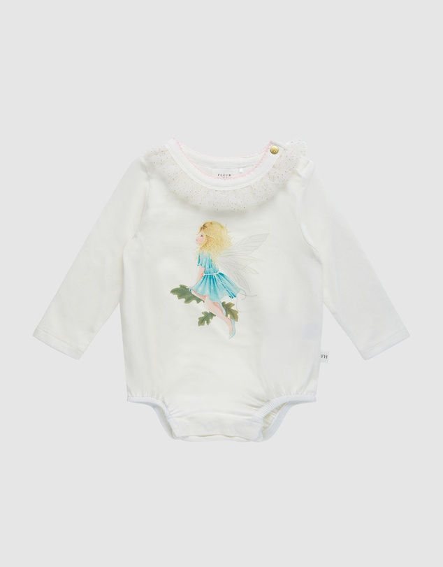 Fleur Harris - 'Silky the Fairy' Frill Bodysuit in Cream