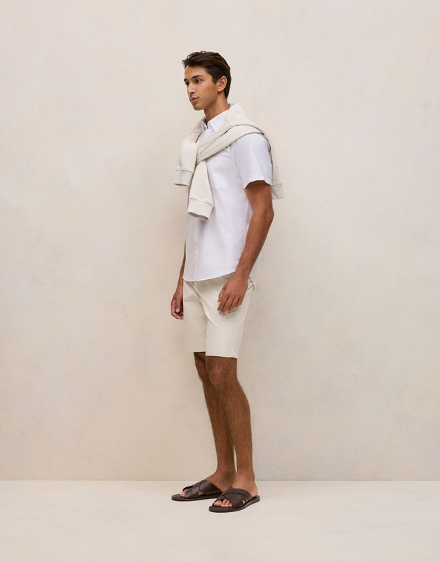 Trenery - Monogram Short Sleeve Oxford Shirt in White