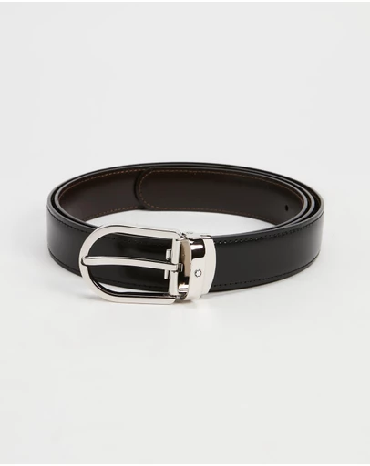 Montblanc - Horseshoe Shiny Palladium-Coated Pin Buckle Belt