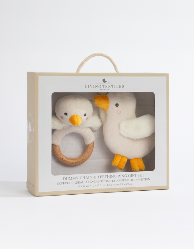 Living Textiles - Teething Ring & Dummy Chain Gift Set - Goosey Goosey