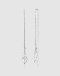 Elli Jewelry - Earrings Pull Through Drop Pendant With Crystal in 925 Sterling Silver