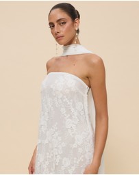 CHANCERY - Sana Strapless Sheer Lace Maxi Dress with Scarf