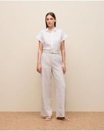 Trenery - Linen Cap Sleeve Shirt in White