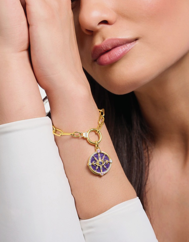 THOMAS SABO - Gold Cosmic Eye Pendant with Colourful Stones