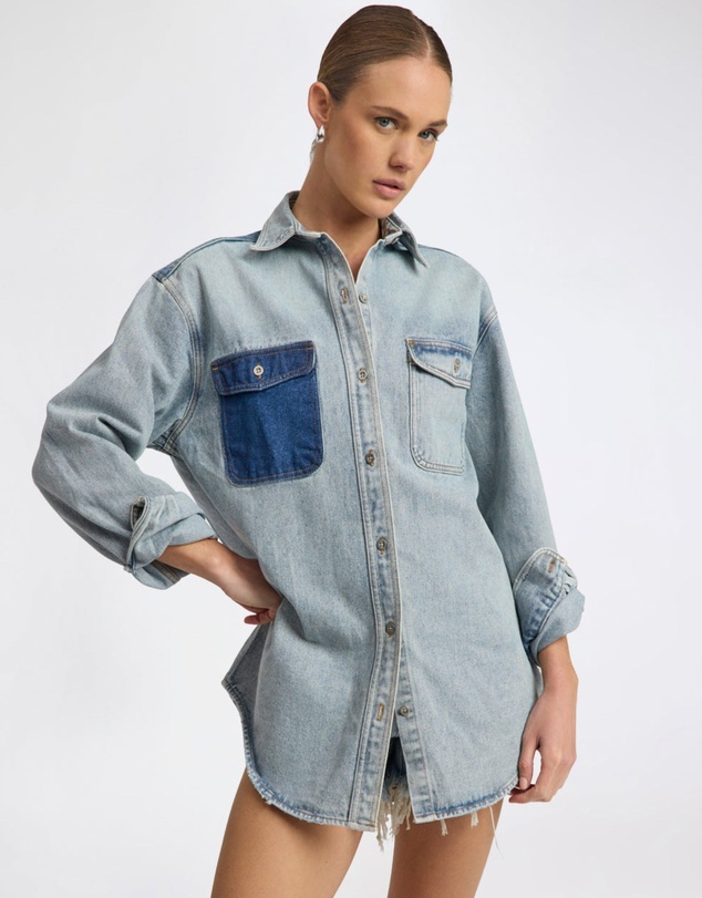 ONE TEASPOON - Saint Tropez Everyday Denim Shacket - Hendrixe Blue