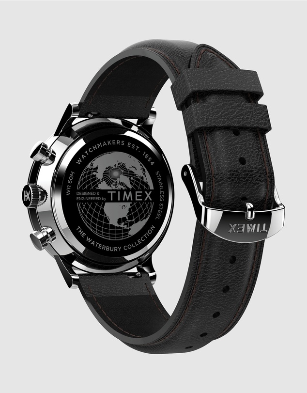 TIMEX - Timex Waterbury Classic Chronograph 40mm Stainless Steel Case with Black Leather Strap
