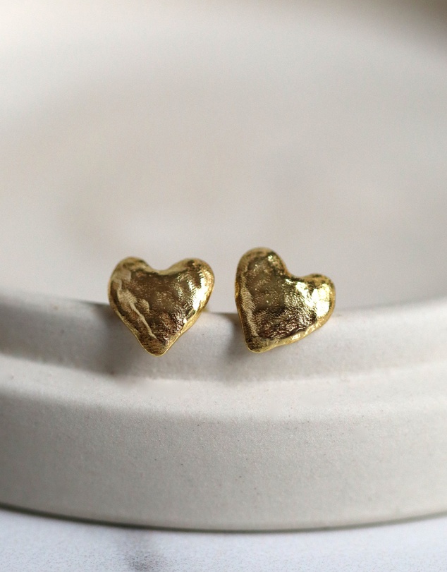 Ottoman Hands - Hammered Heart Stud Earrings