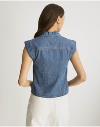 Atmos&Here - Megan Sleeveless Denim Shirt