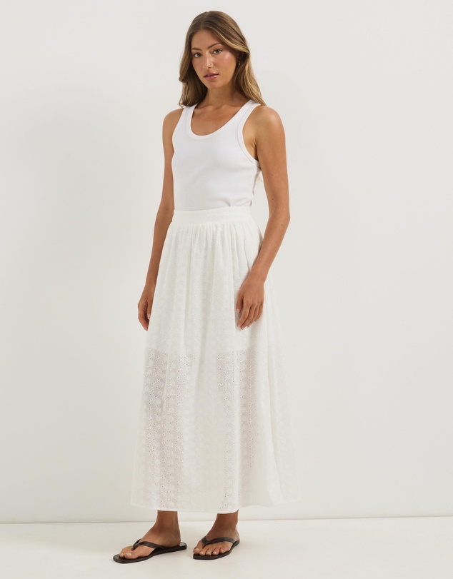 Atmos&Here - Luci Broderie Long Midi Skirt