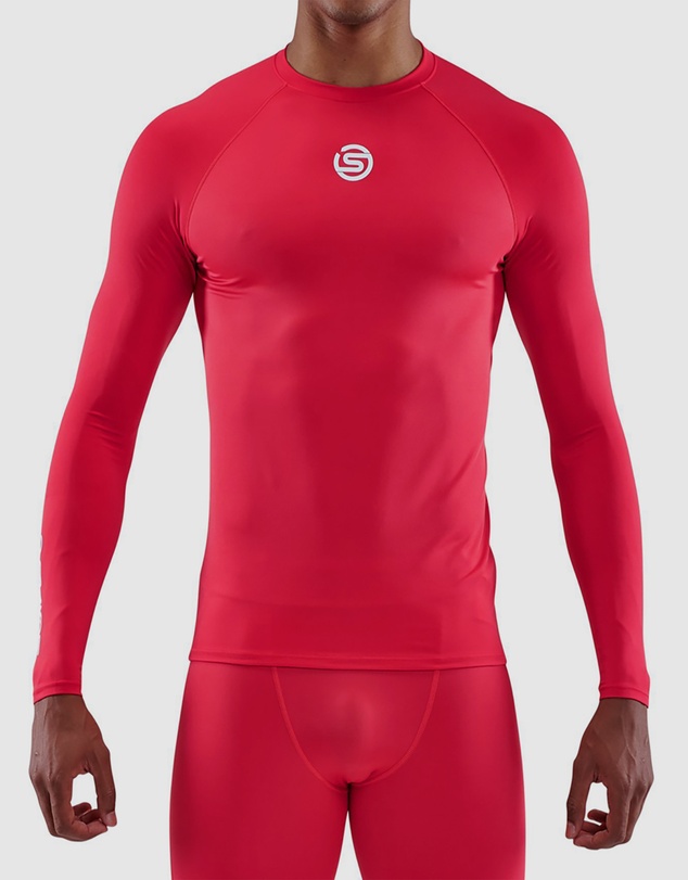 SKINS - SKINS Compression Men's Series-1 Running/Gym Long Sleeve Top Red