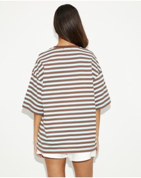 Dazie - Nostalgia Stripe Oversized Boyfriend Tee