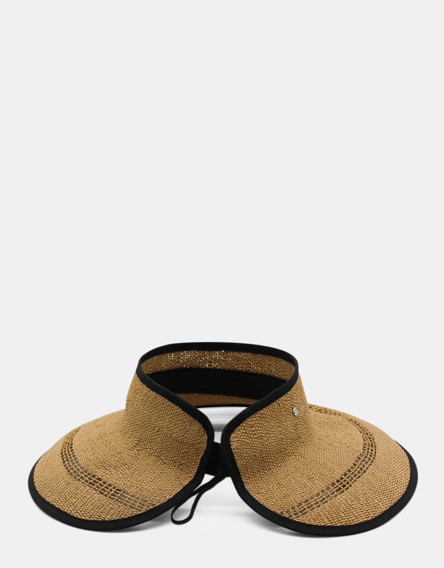 Morgan & Taylor - Tessa Woven Straw Visor in Tan Brown
