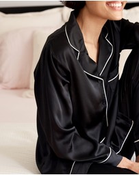 Papinelle - Sylvie Silk Piped Full Length PJ Set