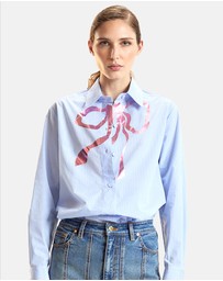 Cynthia Rowley - Metallic Bow Cotton Shirt