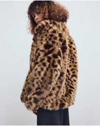 M.N.G - Fur-Effect Leopard-Print Coat
