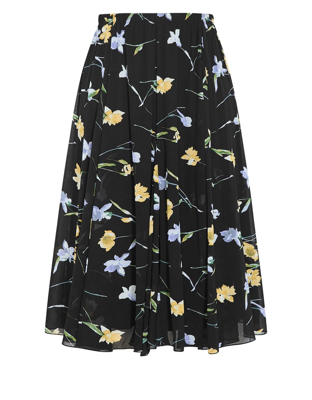 City Chic - Plus size Serene Petal Print Skirt - black