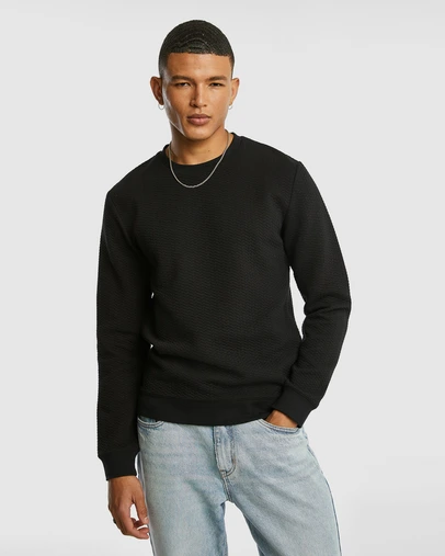 yd. - Tech Crew Neck Textured Sweatshirt