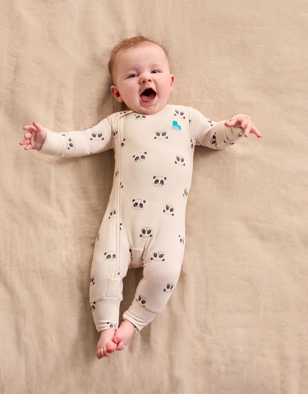Love to Dream - Side Zip Romper Bamboo Cream Sleepy Pandas