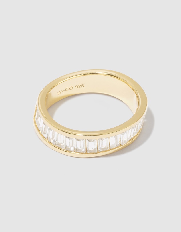 Wanderlust + Co - Pave Baguette 14K Gold Vermeil Ring