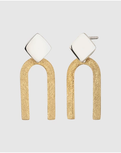 Elli Jewelry - Bicolour Geometric Stud Earrings in 925 Silver