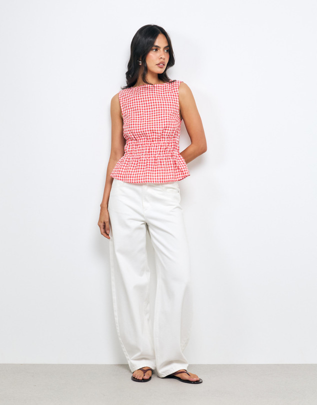 AERE - Romy Linen Gingham Top