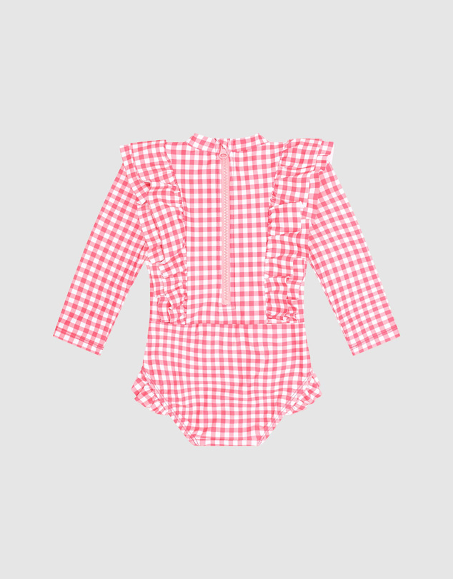 Huxbaby - Cherry Bow Gingham Frill Swimsuit - Babies-Teens