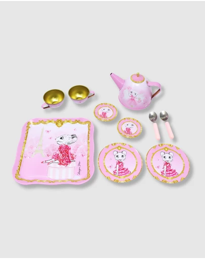 Claris the Chicest Mouse in Paris - Claris The Chicest Mouse In Paris 11 Pieces Tea Set with Woven Basket