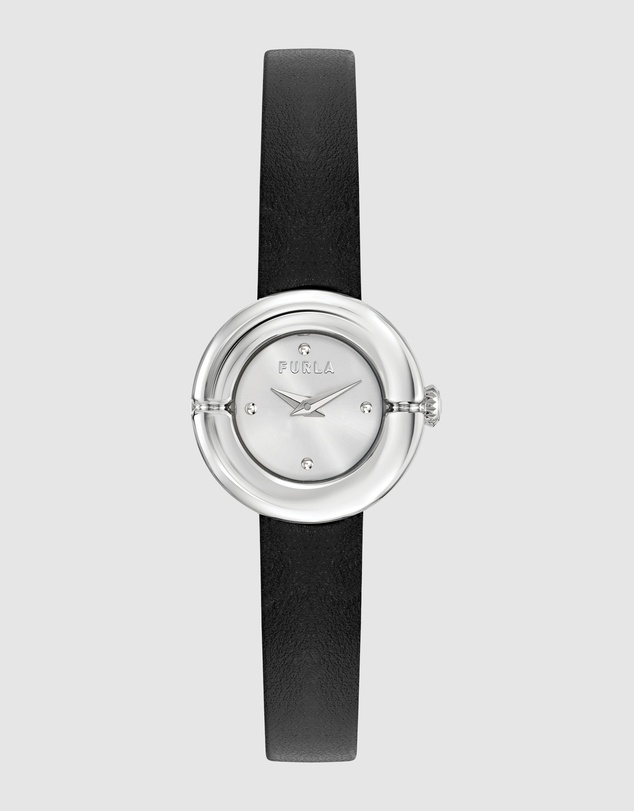 Furla - Furla Miasfera Iconic 24mm Black Leather Strap Watch