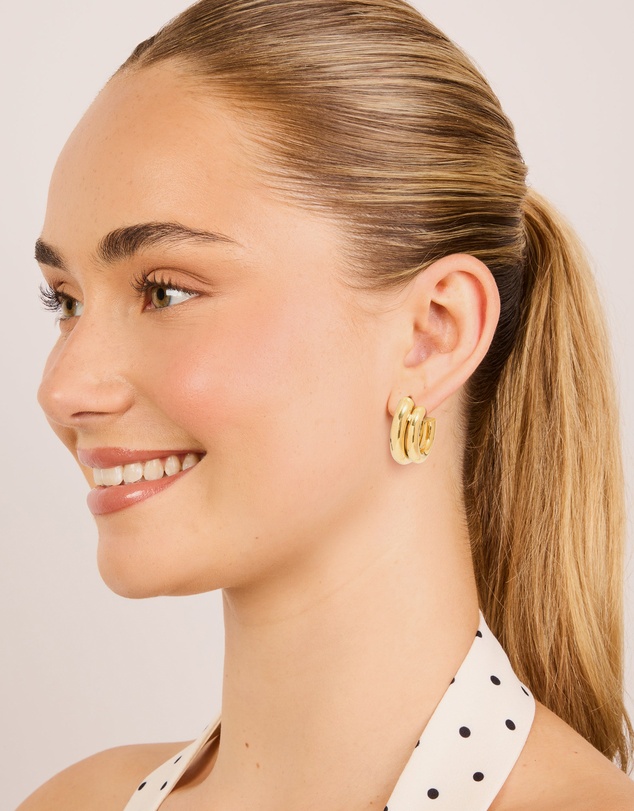 Lovisa - Waterproof Gold Plated Stainless Steel Double Illusion Hoop Earrings