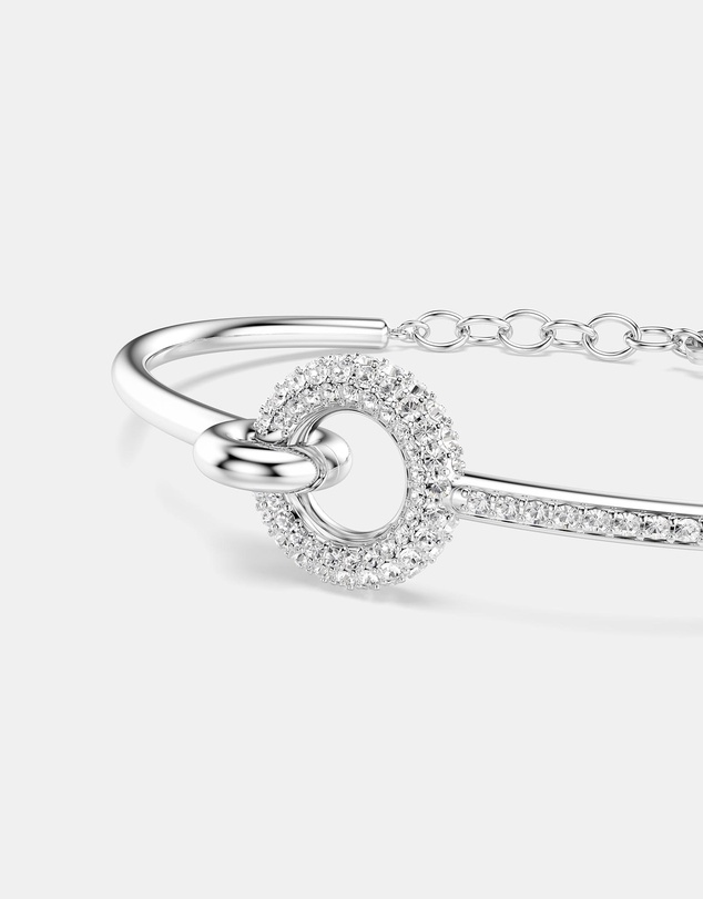 Swarovski - Dextera Bangle, Round Cut, White, Rhodium Plated