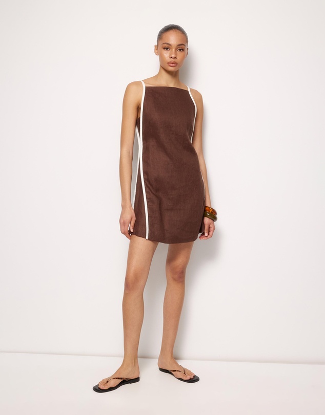 AERE - Tova Contrast Linen Mini Dress