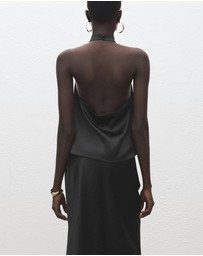 M.N.G - Draped Neck Satin Top