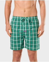 Mitch Dowd - Mitchdowd Mens 2 Pack Sleep Shorts - Hot Dog Print & Green Check