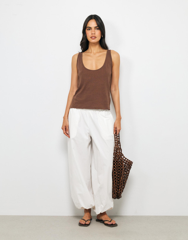 AERE - Linen Blend Scoop Tank