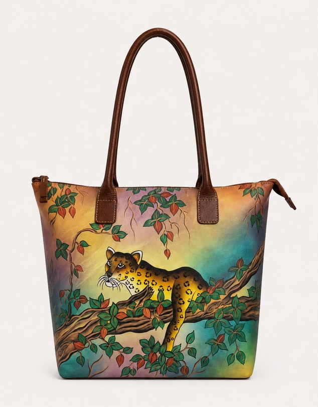 Cobb & Co - Leopard Hand Painted Leather Tote