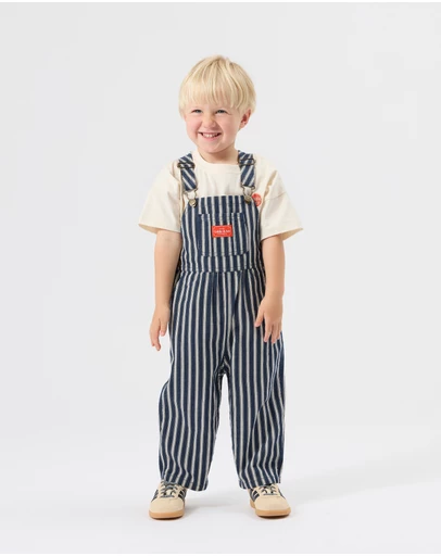 Goldie + Ace - Railroad Stripe Austin Overalls - Babies-Kids