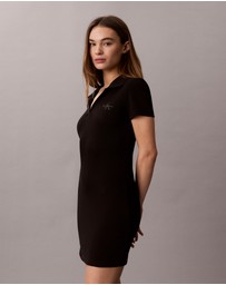 Calvin Klein Jeans - Monologo Ribbed Polo Dress