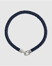 Najo - Mariner Navy Leather & Steel Bracelet (21cm)