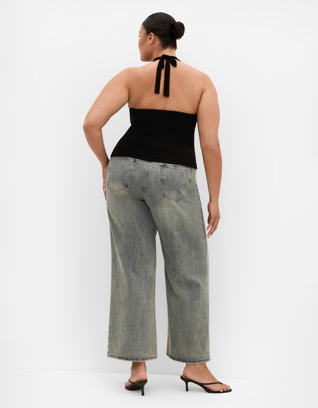 City Chic - Plus size Eyelet Halter Top - black