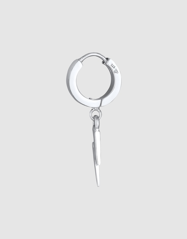 Kuzzoi - ICONIC EXCLUSIVE - Earrings Men Creole Lightning Pendant Single Piece in 925 Sterling Silver