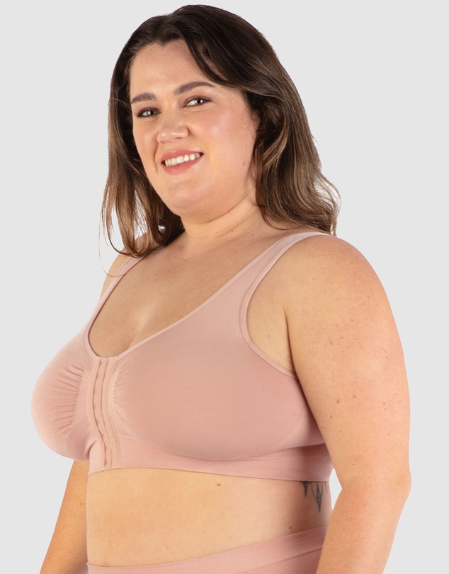 B Free Intimate Apparel - Full Bust Bamboo Padded Front Closure Wire Free Bra (E-F-G-H) Cup