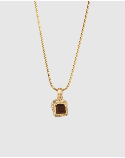 Haze & Glory - Textured Gold Smoky Quartz Necklace in 925 Silver