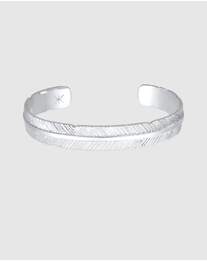 Kuzzoi - ICONIC EXCLUSIVE - Feather Cuff Bracelet in 925 Sterling Silver