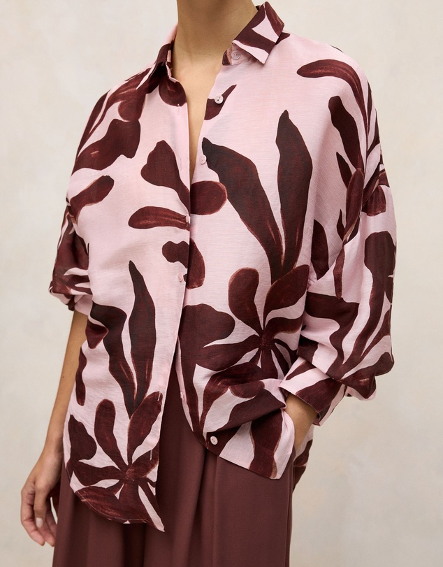 Trenery - Wakame Linen Silk Resort Shirt in Light Pink