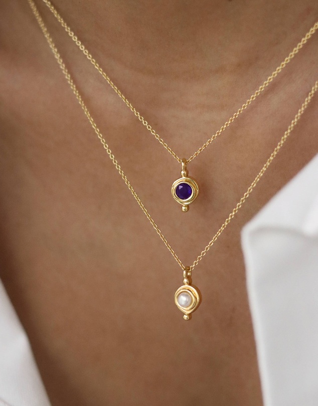 Ottoman Hands - February Birthstone Pendant Necklace