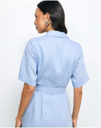 AERE - Orien Tuck Waist Linen Shirt Dress