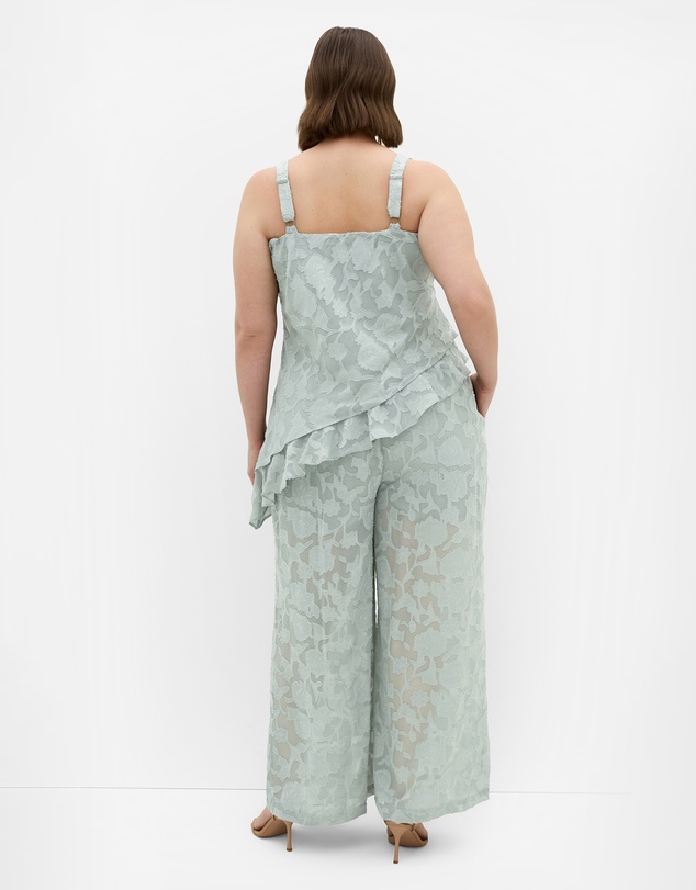 City Chic - Plus size Daniela Jacquard Asymmetrical Cami - sage